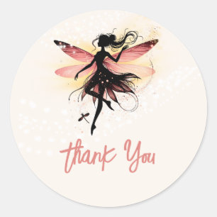 Magic enchanted Fairy silhouette kids thank you Classic Round Sticker