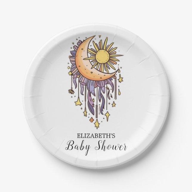 Magic Enchanted Stars Baby Shower Paper Plate (Front)