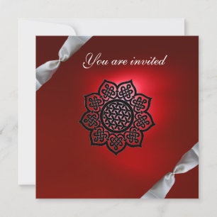 MAGIC EVENT ribbon white red champagne Invitation