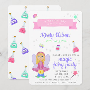 Magic Fairy Party Girl's Birthday Celebration Invitation