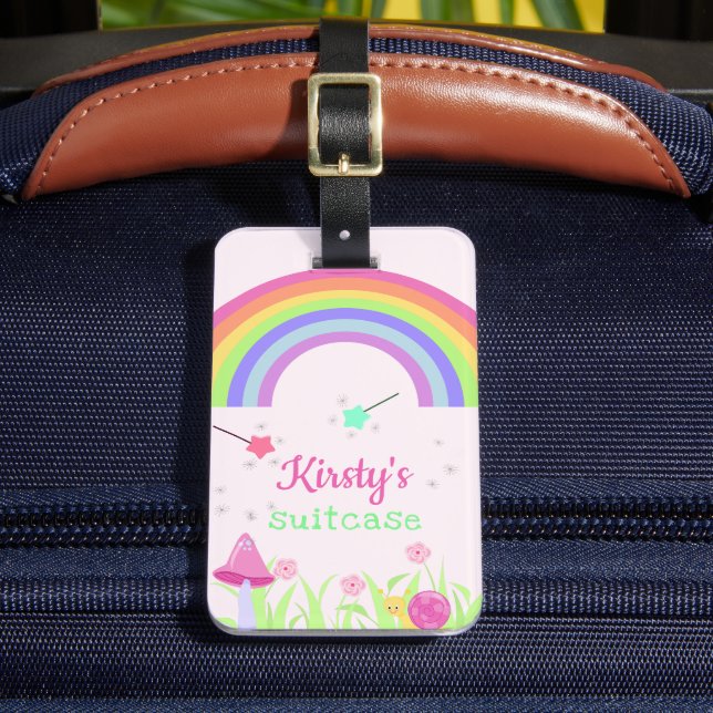 Magic Fairy Rainbow | Personalised Kids / Girls Luggage Tag (Front Insitu 2)