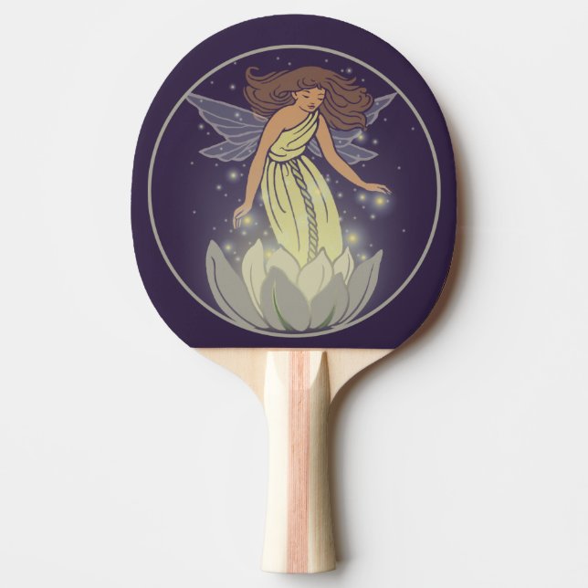 Magic Fairy White Flower Glow Fantasy Art Ping Pong Paddle (Front)