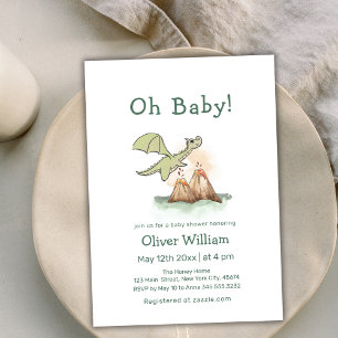 Magic Fairytale Dragon Mountain Baby Shower   Invitation