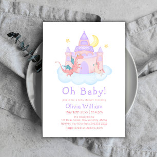 Magic Fairytale Dragon Unicorn Baby Shower   Invitation