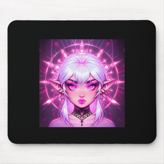 Magic Fantasy Elf Anime Girl Sticker  Mouse Mat (Front)
