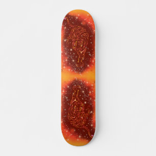Magic Fire Tigers Running At Galaxy Starry Night Skateboard