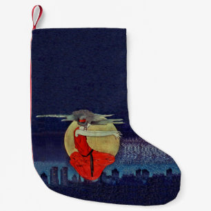Magic Floating Woman Moon Night Sky Witch Small Christmas Stocking