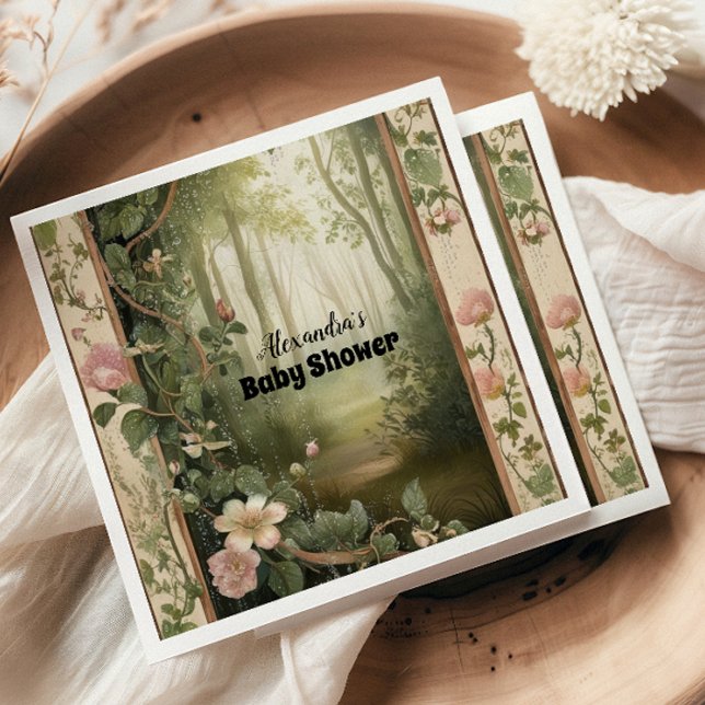 Magic Floral Forest Baby Shower Napkin (Creator Uploaded)