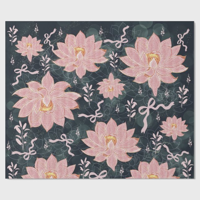 Magic florals with glitter design  wrapping paper (Flat)