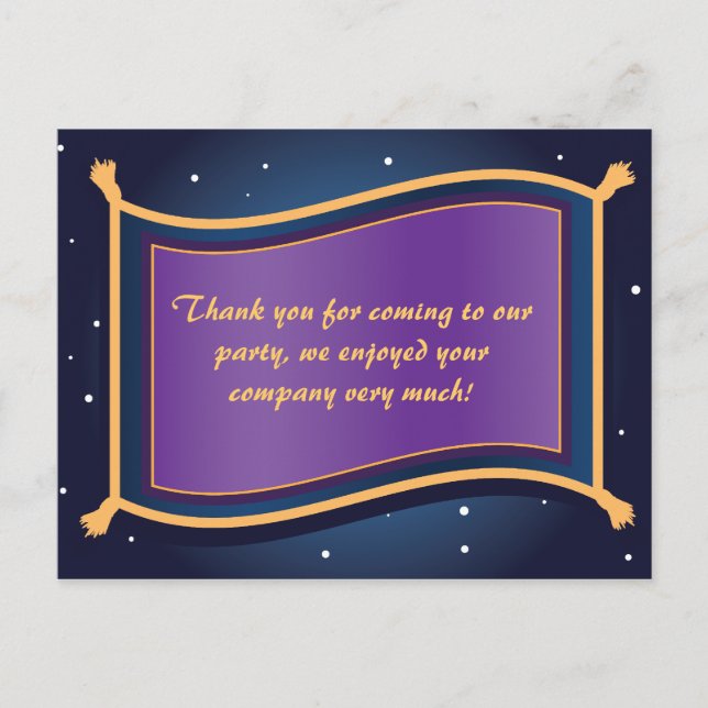 Magic Flying Carpet Birthday Thank You Post Card (Front)