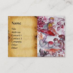 MAGIC FOLLET OF MUSHROOMS Antique Parchment Business Card