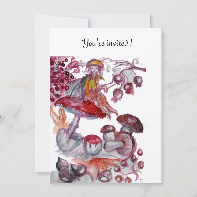 MAGIC FOLLET OF MUSHROOMS, Fantasy Baby Shower Invitation (Front)