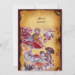 MAGIC FOLLET OF MUSHROOMS parchment Invitation