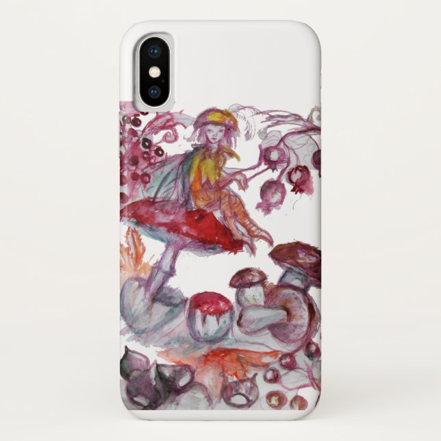 MAGIC FOLLET OF MUSHROOMS Red White Floral Fantasy Case-Mate iPhone Case (Back)