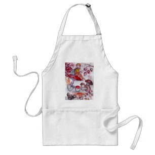MAGIC FOLLET OF MUSHROOMS Red White Floral Fantasy Standard Apron