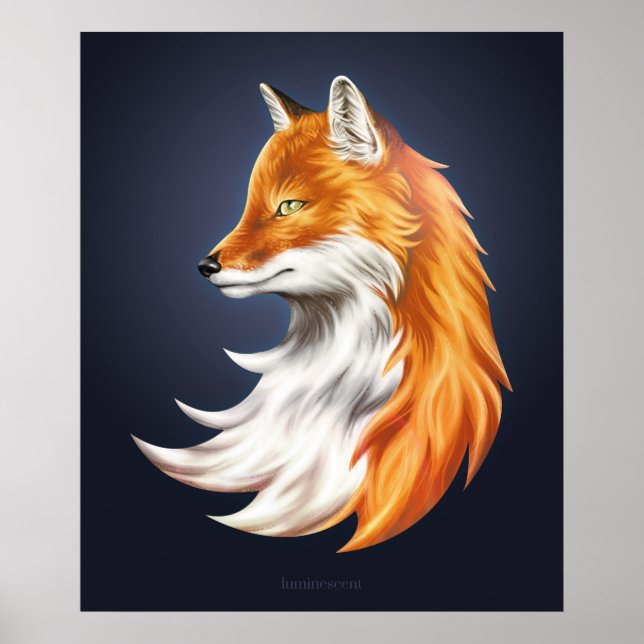 Magic Fox Navy Art Poster (Front)