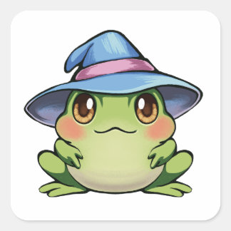 Magic frog in a hat  square sticker