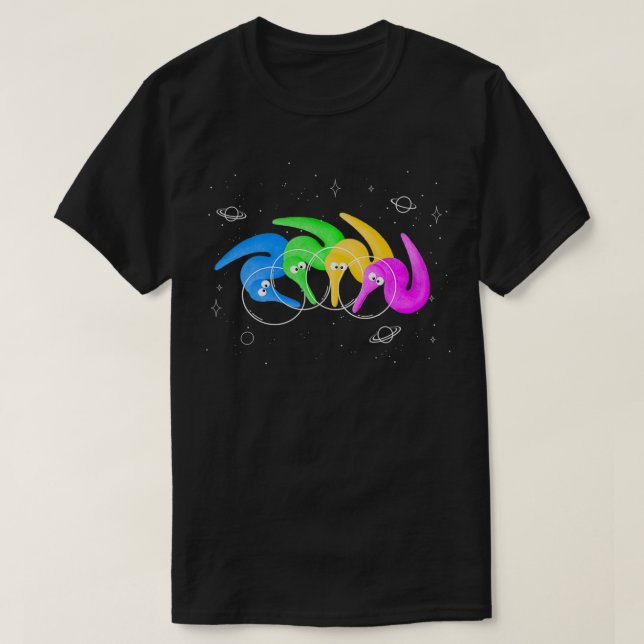 Magic Fuzzy Worms on a string in the Space Pullove T-Shirt (Design Front)