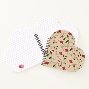 Magic Garden Flower Pattern Heart Shaped Notebook