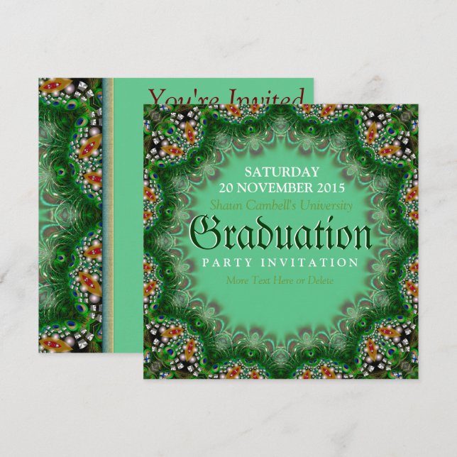 Magic Garden Green Lace Graduation Invitations (Front/Back)