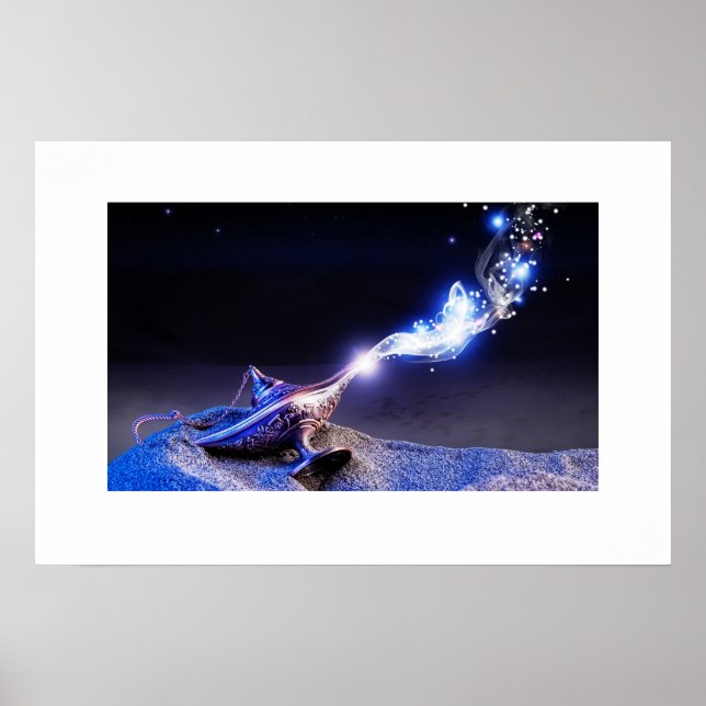Magic Genie Lamp Enchanted Arabian Fantasy Artwork Poster (Front)
