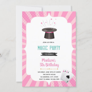 Magic girl birthday invitation