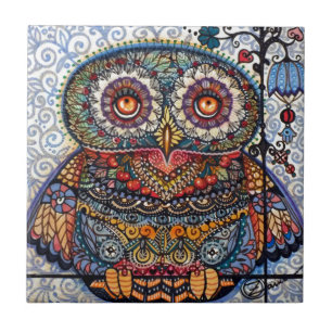 Magic graphic owl painting tile