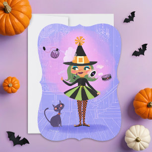 Magic Green Hair Witch Lavender & Pink DIY Blank Invitation