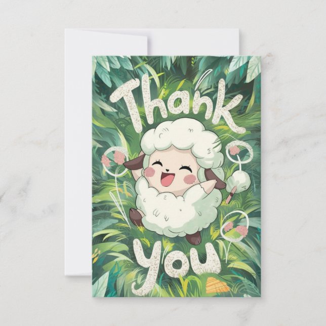Magic Greeting Sheep  Thank You Card (Front)