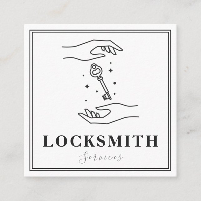 Magic Hands & Key Locksmith Services Elegant Square Business Card (Front)