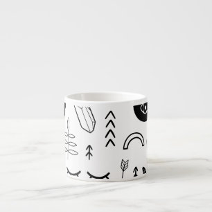 Magic hands, moon, ethnic pattern. espresso cup