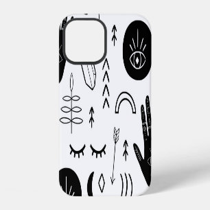 Magic hands, moon, ethnic pattern. iPhone 12 case