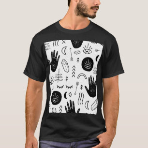 Magic hands, moon, ethnic pattern. T-Shirt