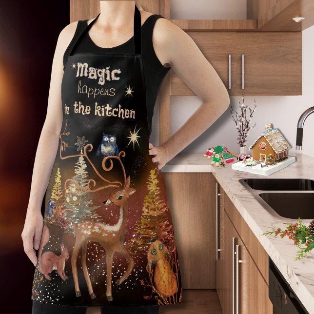 Magic Happens in the Kitchen- Whimsical Christmas  Apron (Magic Happens in the Kitchen- Whimsical Christmas Apron)