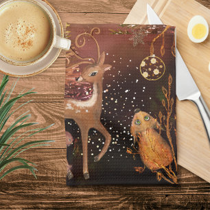 Magic Happens in the Kitchen- Whimsical Christmas Tea Towel