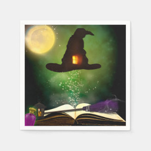Magic Hat & Magical Spell Book Whimsical Fun Party Napkin