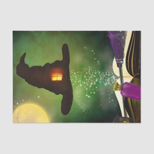 Magic Hat & Magical Spell Book Whimsical Fun Party Tissue Paper (Front)