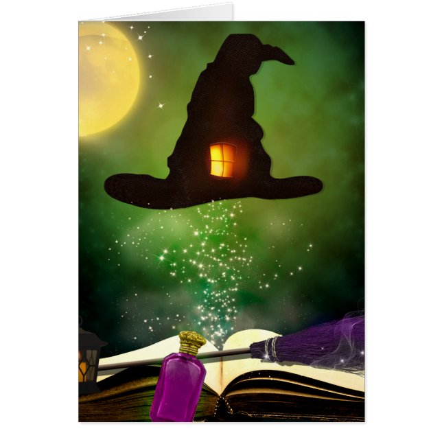Magic Hat & Magical Spell Book Whimsical Halloween (Front)