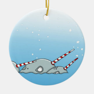 Magic holiday Narwals Ceramic Tree Decoration