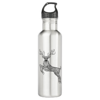 Magic Horned Deer With Birds Doodle 710 Ml Water Bottle