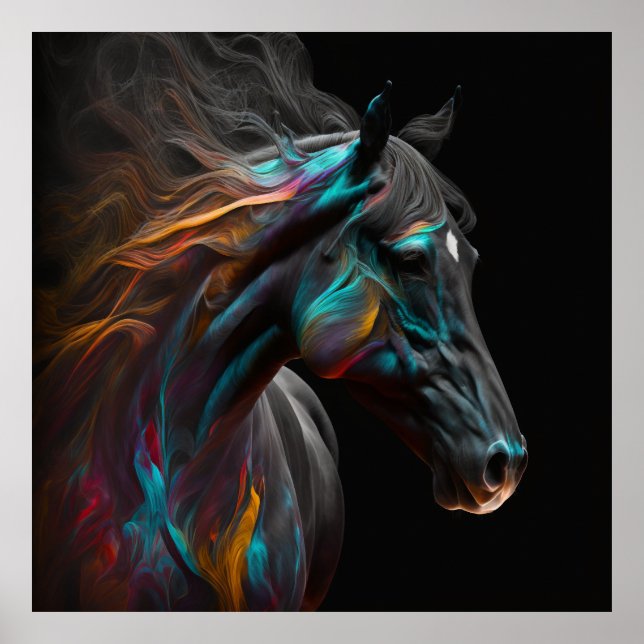 Magic Horse, Abstract Colors , Art Print Wall (Front)