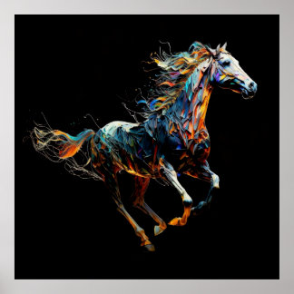 Magic Horse, Abstract Colours , Art Print Wall