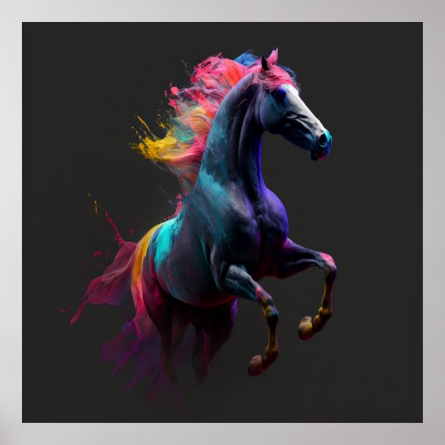 Magic Horse, Abstract Colours , Art Print Wall (Front)