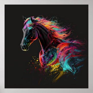 Magic Horse, Abstract Colours , Art Print Wall