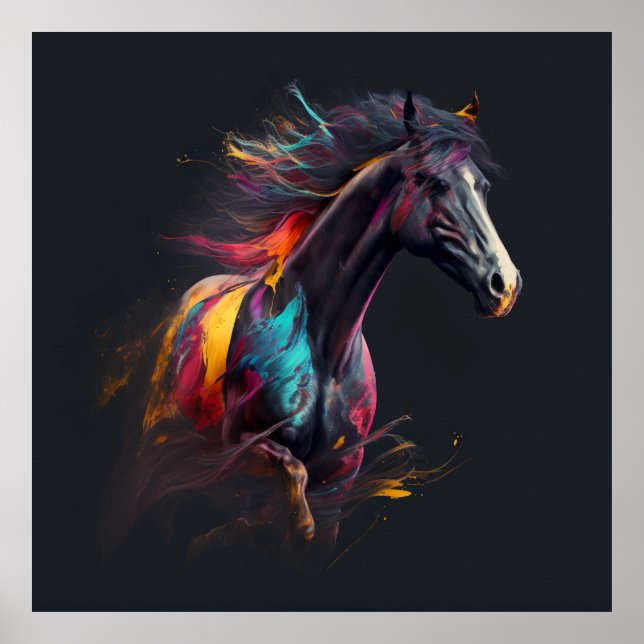 Magic Horse, Abstract Colours , Art Print Wall (Front)