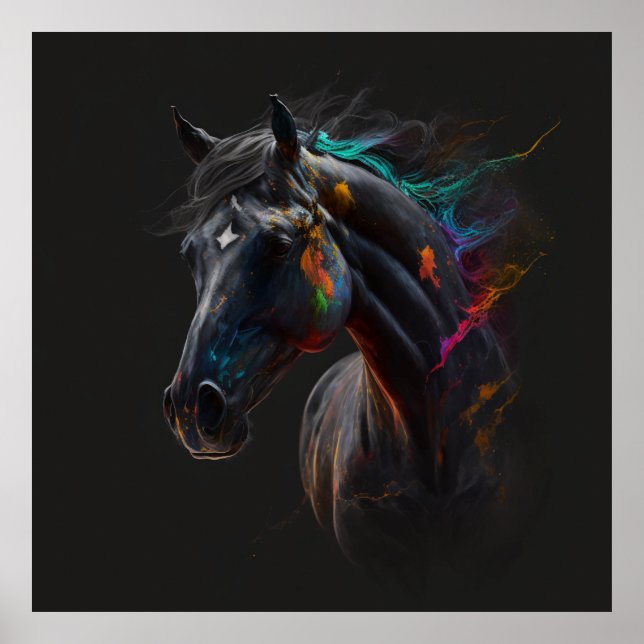 Magic Horse, Abstract Colours , Art Print Wall (Front)