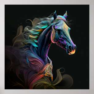 Magic Horse, Abstract Colours , Art Print Wall
