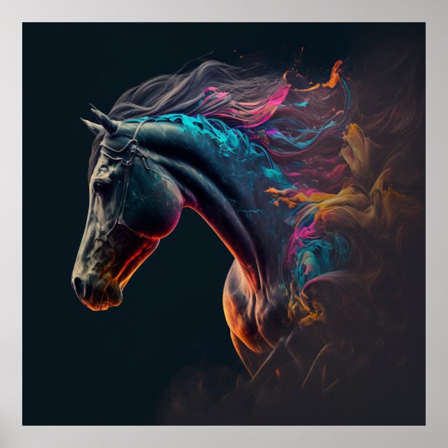 Magic Horse, Abstract Colours , Art Print Wall (Front)