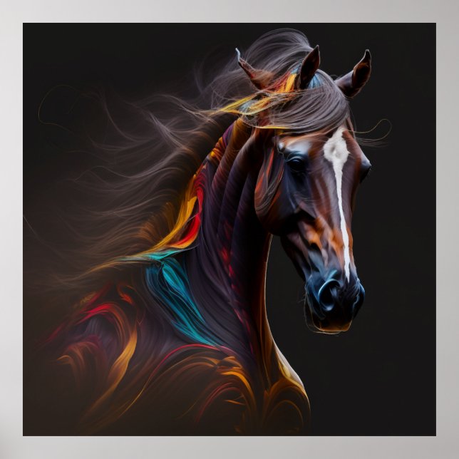 Magic Horse, Abstract Colours , Art Print Wall (Front)