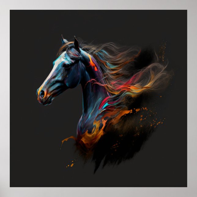 Magic Horse, Abstract Colours , Art Print Wall (Front)